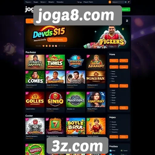 Interface do usuário do joga8.com e sua usabilidade